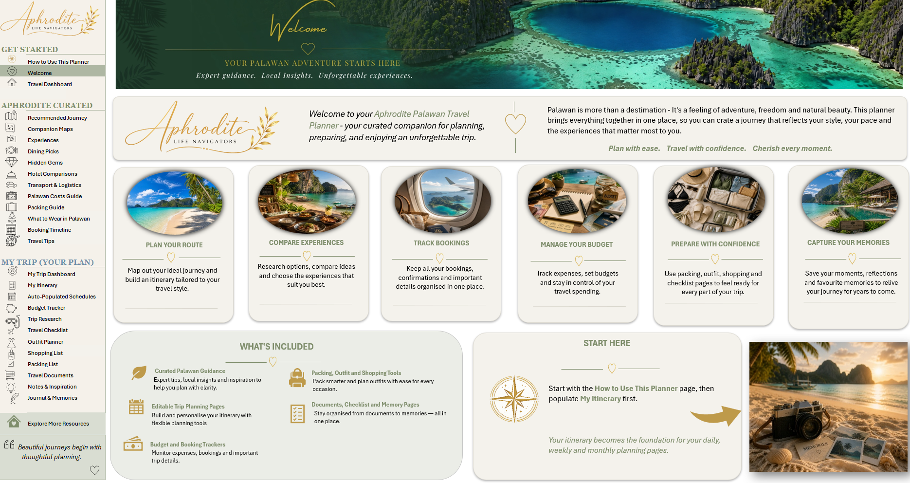 Aphrodite Palawan Travel Planner